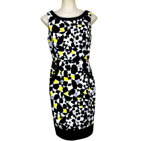 New York & Company Dresses & Skirts - NewYork & Company Dress Poly Stretch black, yellow, white, gray Side Poc…